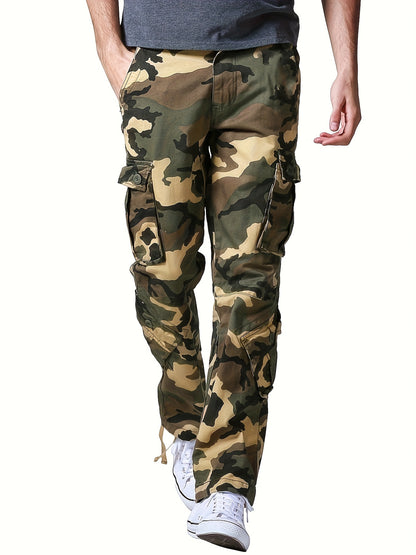 Camo Cargo Pants for Men: Cotton, Casual Fit, Zip & Drawstring Closure