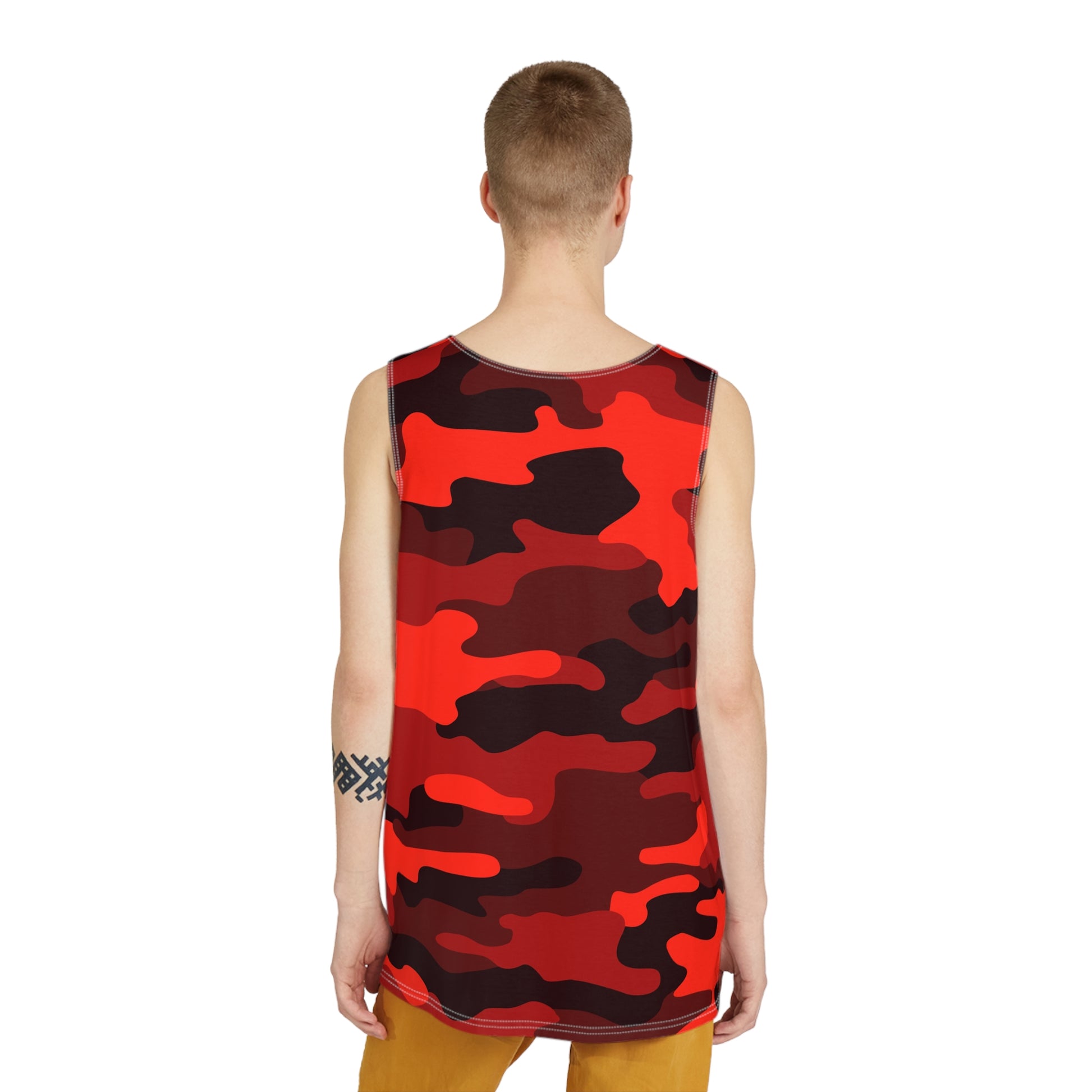 Men's Camo Tank Top | Scarlet Red and Black | Loose Fit