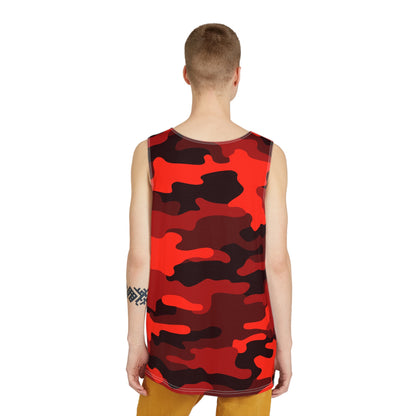 Men's Camo Tank Top | Scarlet Red and Black | Loose Fit