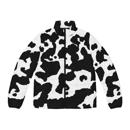 Men's Camo Puffer Jacket | Black & White Cow