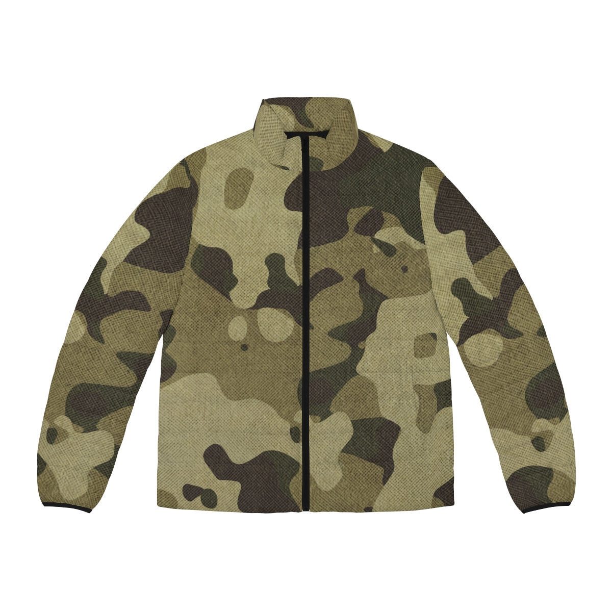 Men's Camo Puffer Jacket | Green Fabric Camouflage