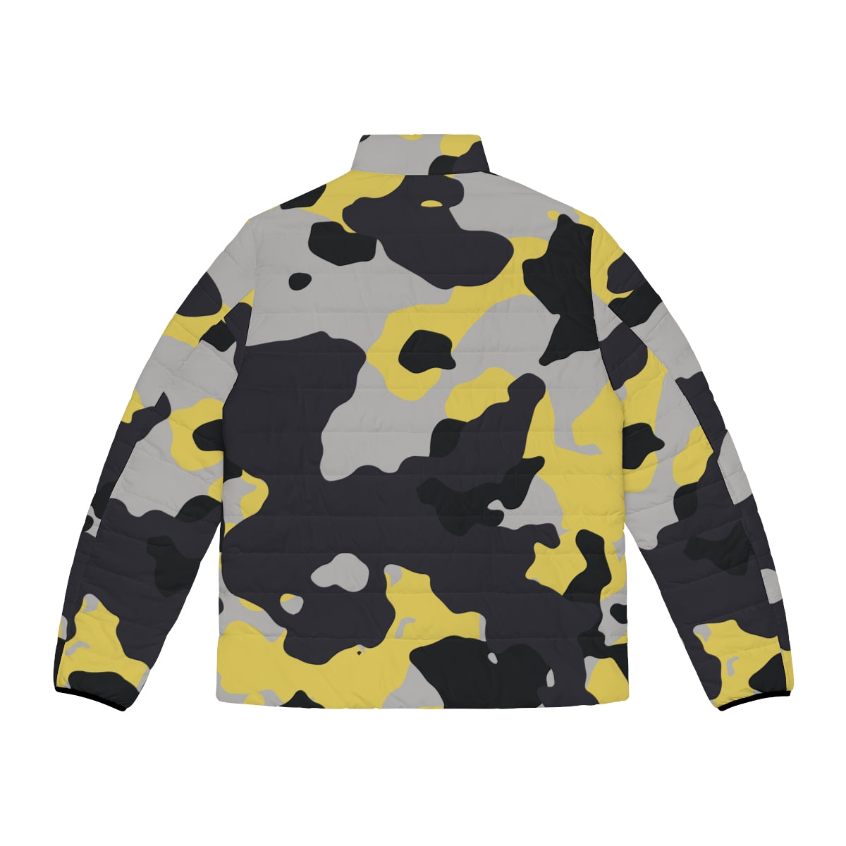 Men's Camo Puffer Jacket | Yellow, Black & Silver