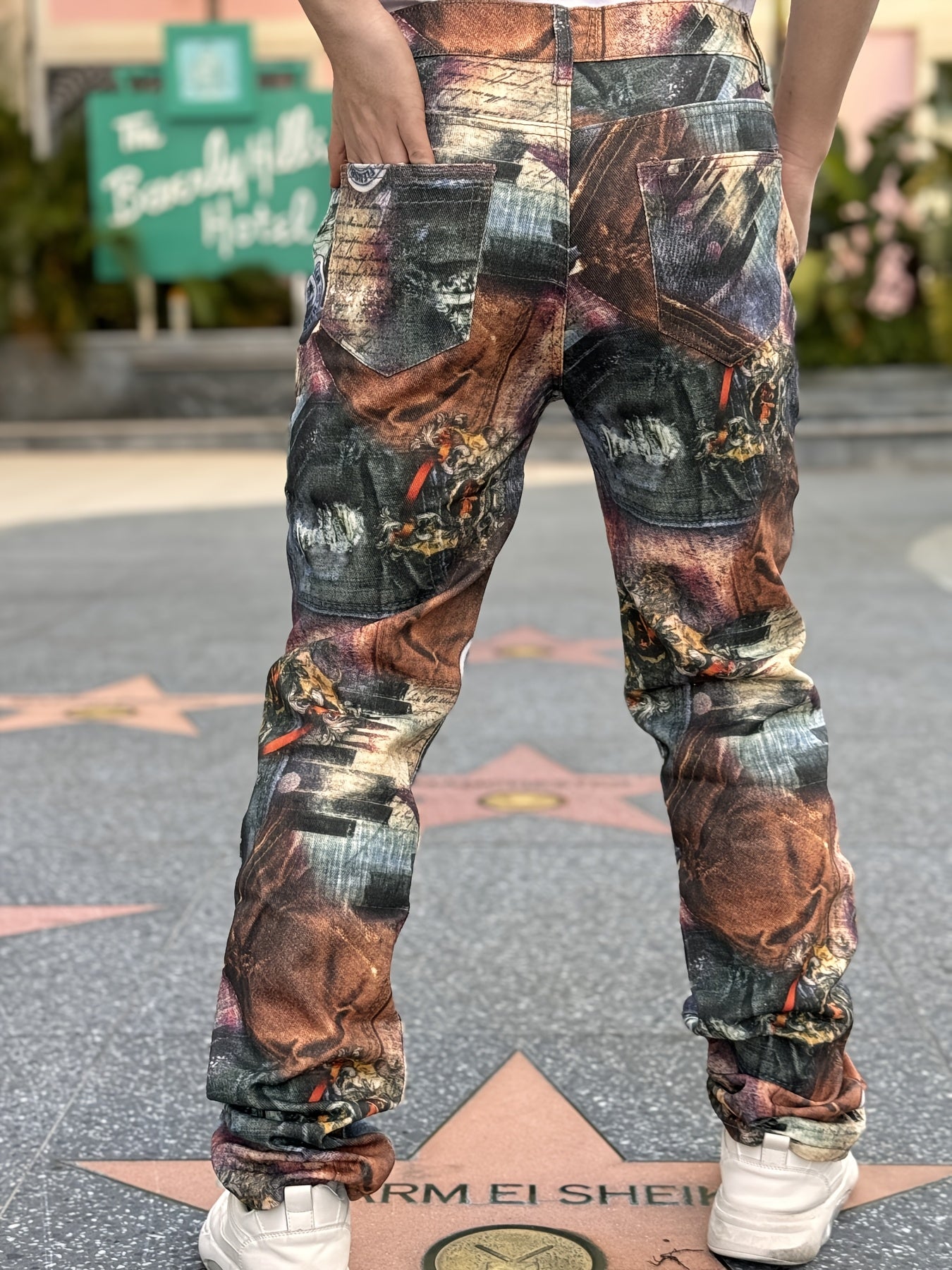 Men's Denim Pants with 3D Print | Street Style Straight-Leg Jeans