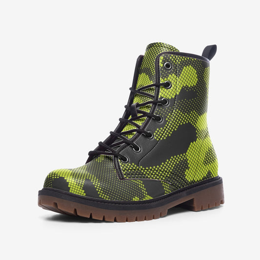 Green Dotted Camo Boots | Lightweight Leather