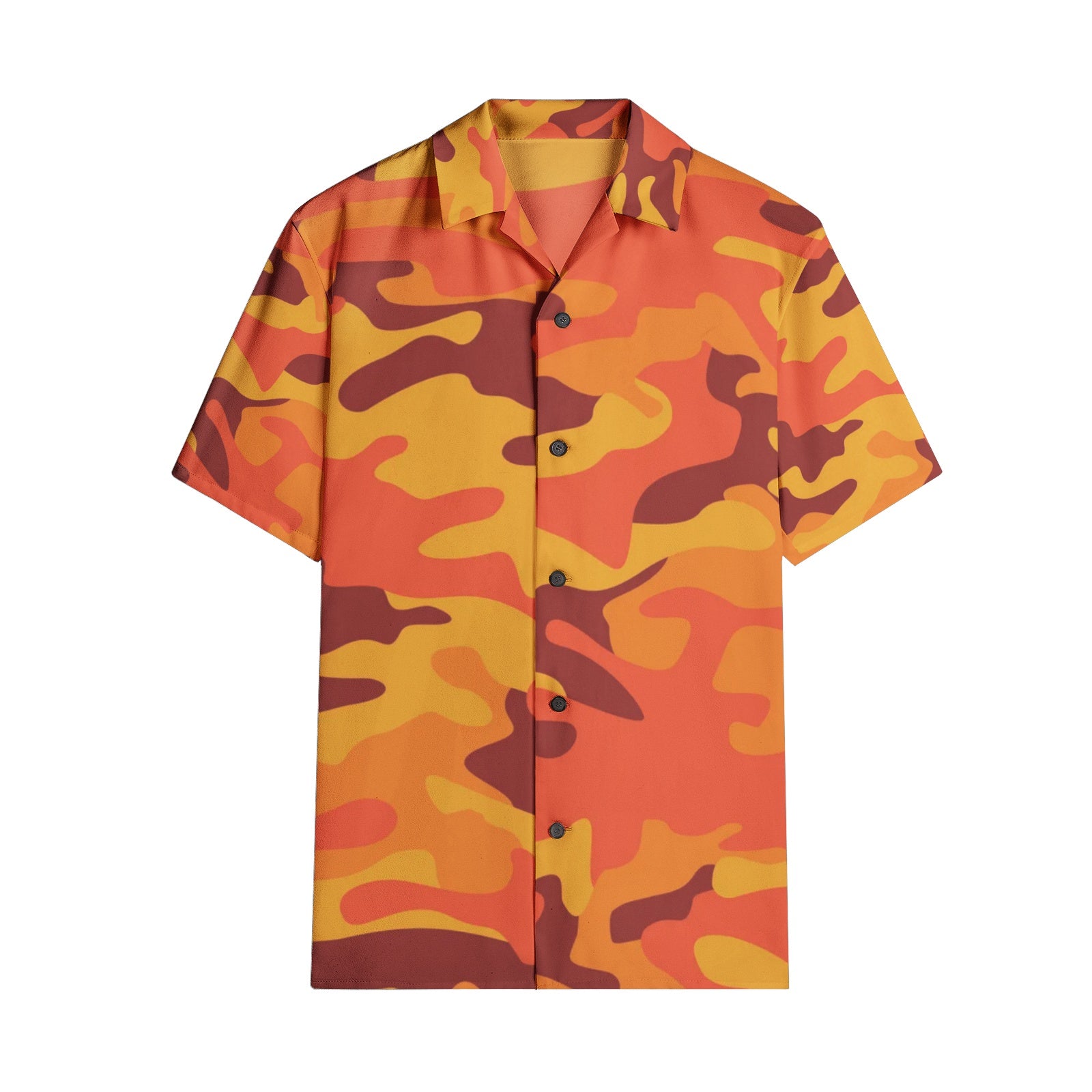 Cotton Camo Shirt For Men | Orange & Red Short-Sleeve