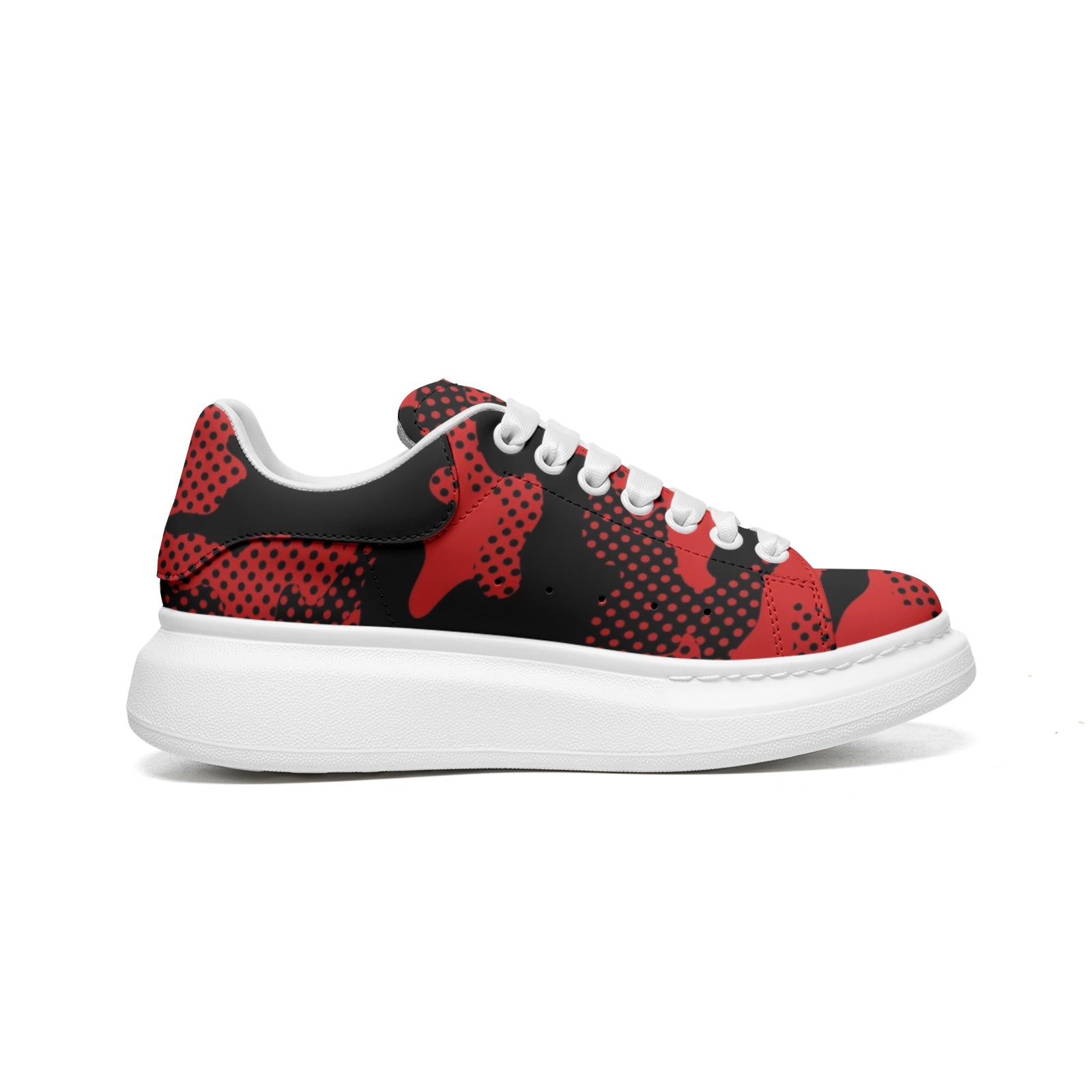 Oversized McQueen Sneakers | Black & Red Pixel Camo