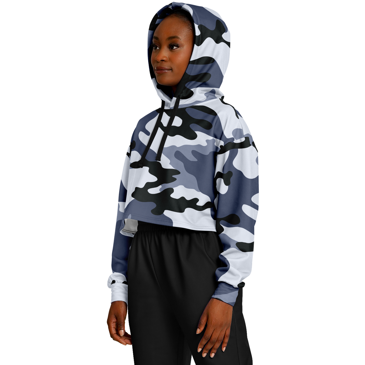 Cropped Hoodie For Women | Light Blue Camouflage