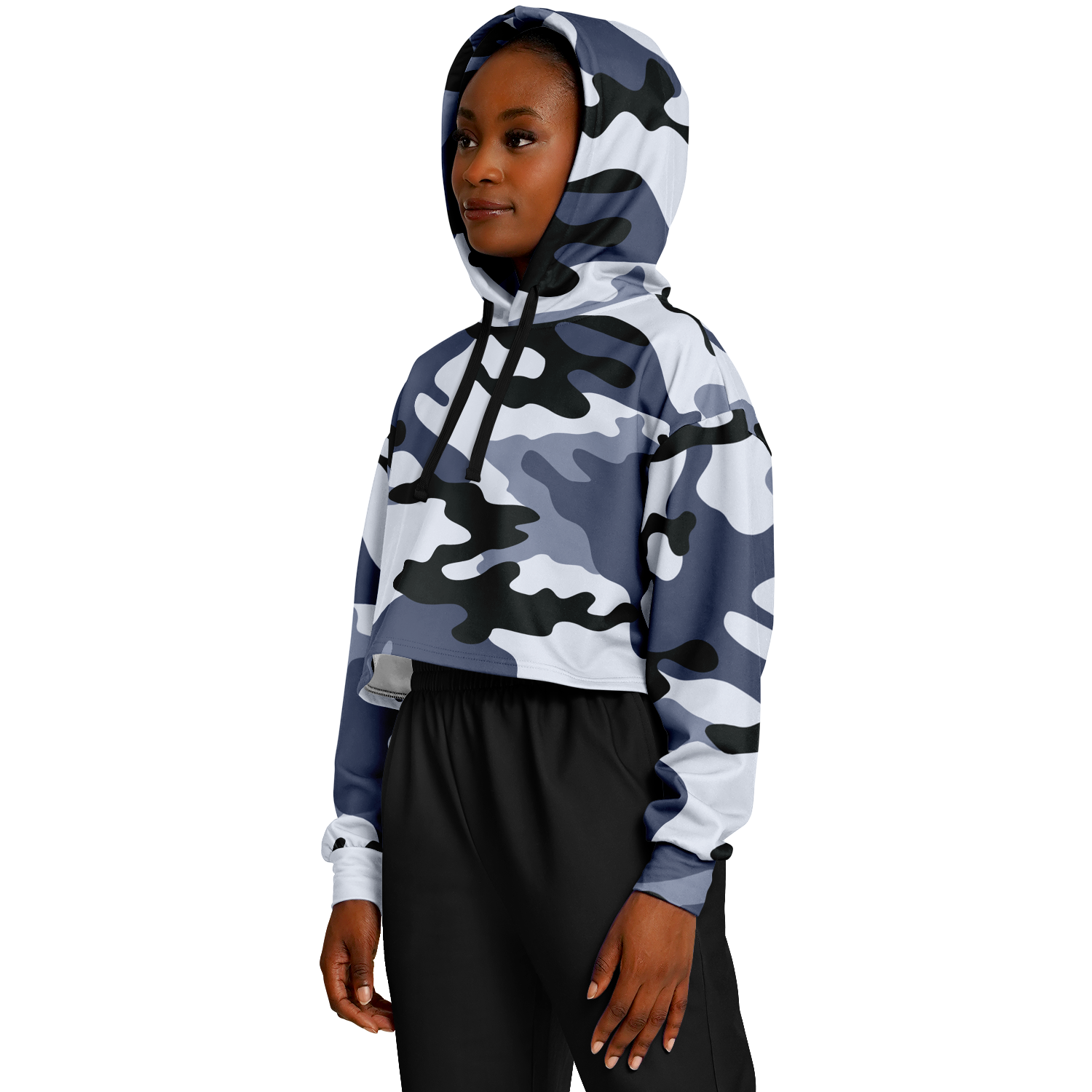 Cropped Hoodie For Women | Light Blue Camouflage