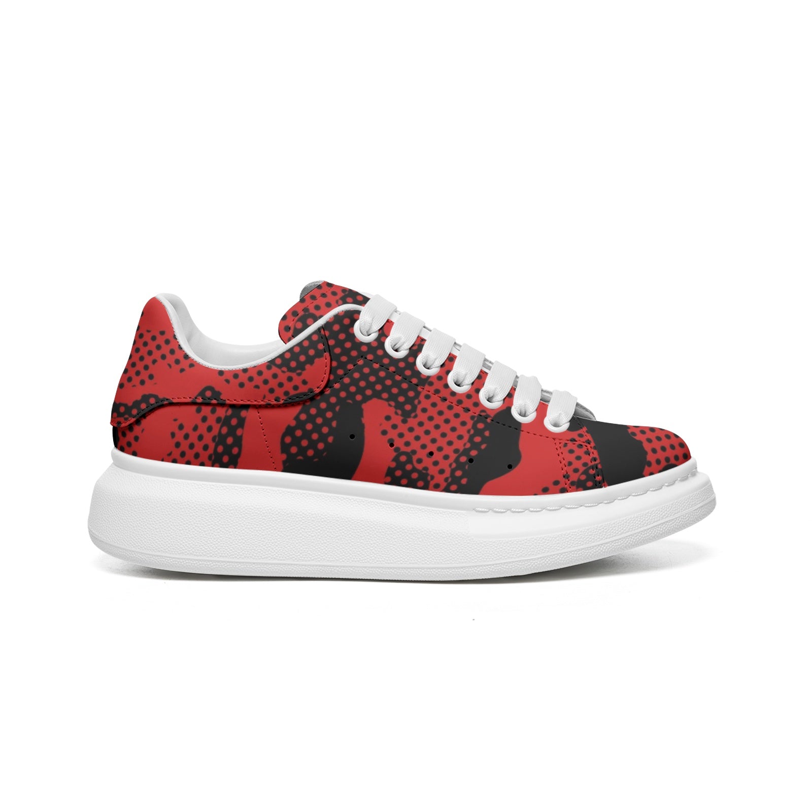 Oversized McQueen Sneakers | Black & Red Pixel Camo