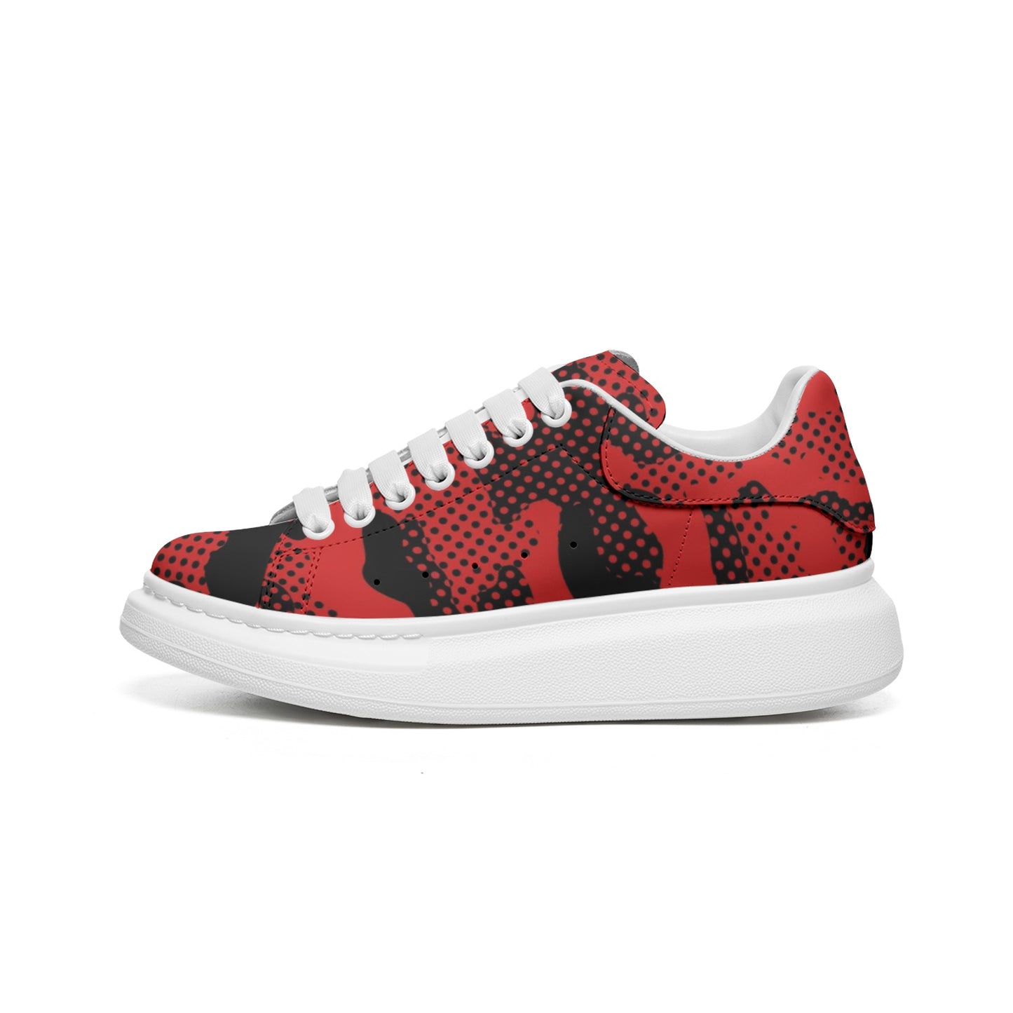 Oversized McQueen Sneakers | Black & Red Pixel Camo