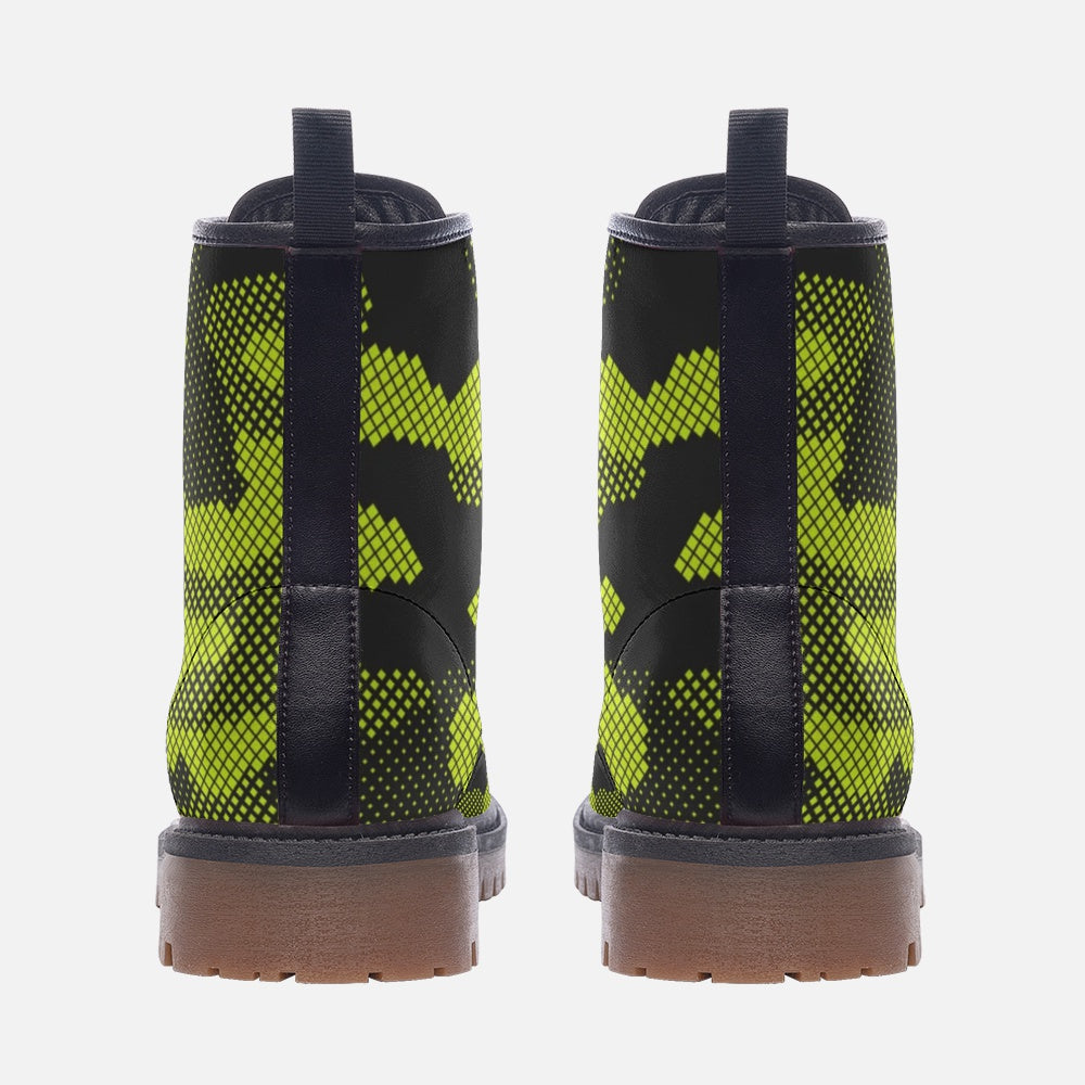 Green Dotted Camo Boots | Lightweight Leather