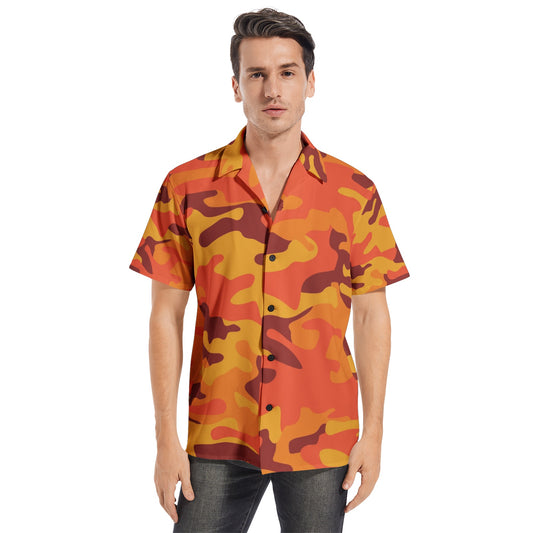 Cotton Camo Shirt For Men | Orange & Red Short-Sleeve