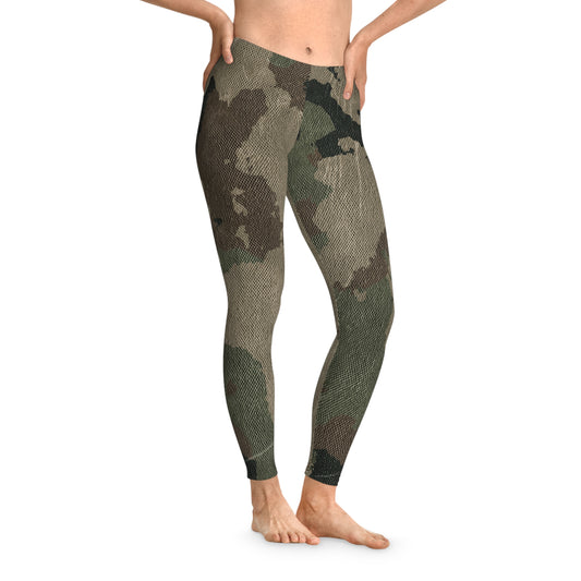 Dirty Brown Camo Leggings For Women | Mid Waist Fit