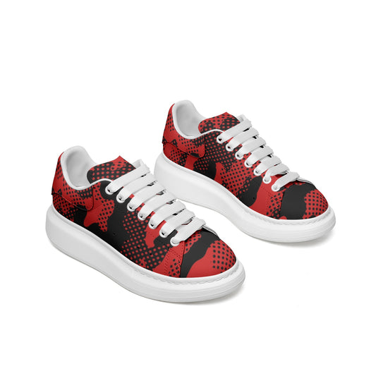 Oversized McQueen Sneakers | Black & Red Pixel Camo