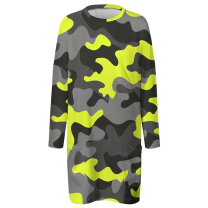 Camo Shirt | Loose Fit Long Sleeves | Yellow, Black, & Gray