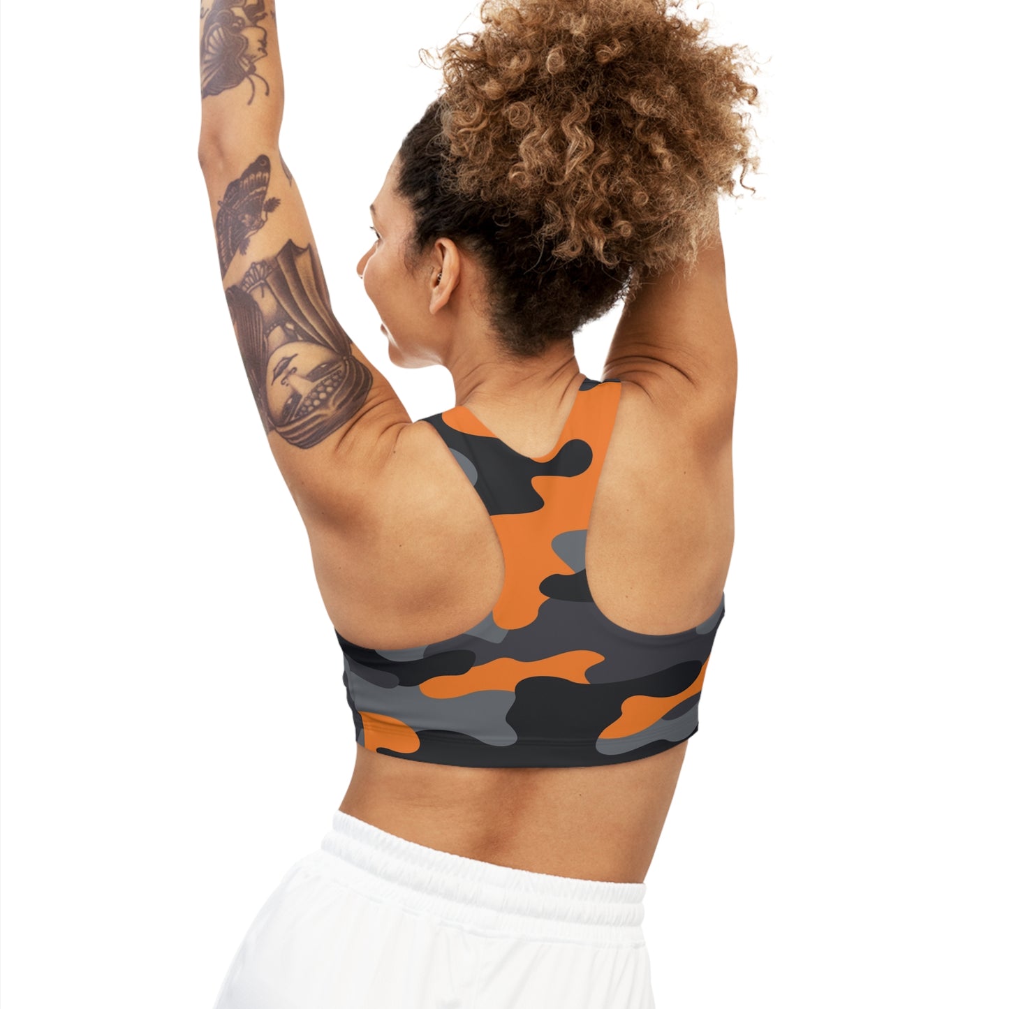 Camo Bra | Orange, Black, and Gray Sports Camouflage