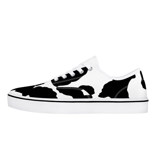 Camo Skate Shoes | Black & White Cow Print