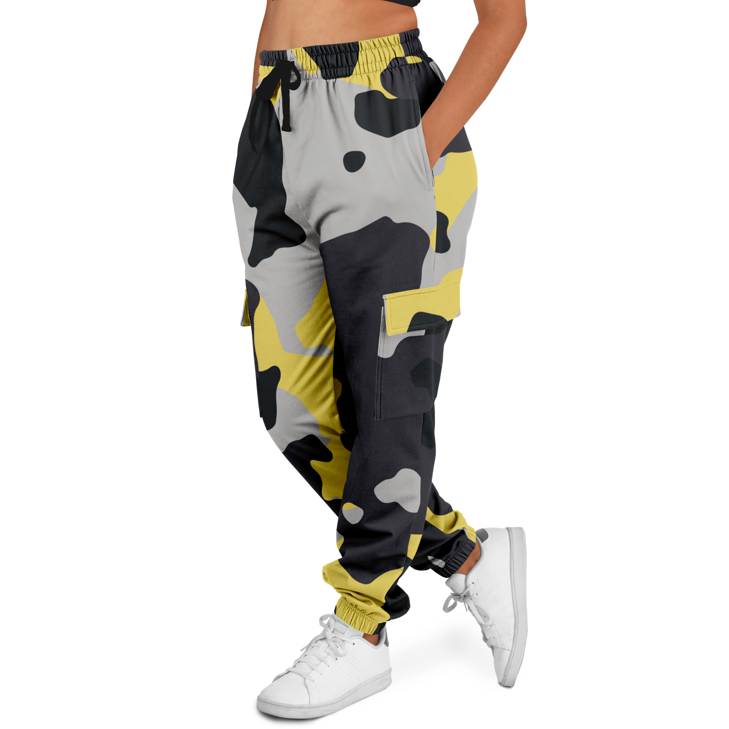 Camo Cargo Pants | Unisex | Yellow, Black & Silver Camouflage