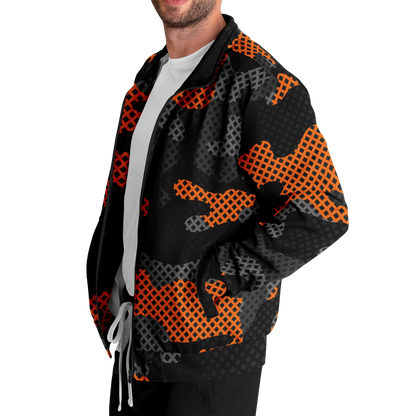 Camo Track Jacket | Orange & Black Pixel Camouflage