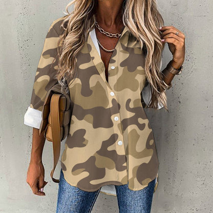 Women's Button-Up Camo Shirt | Khaki Camouflage