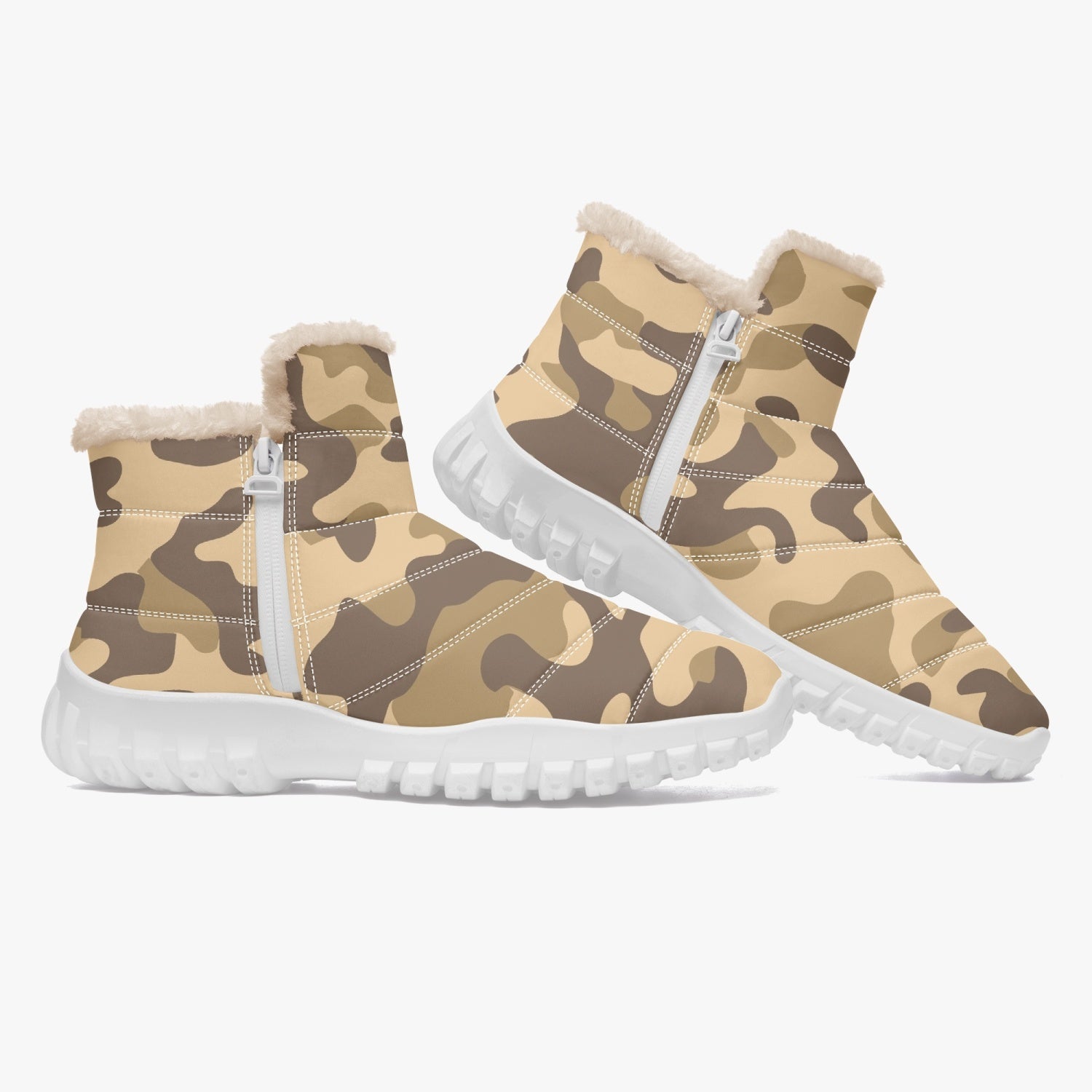 Camo Boots | Cotton-pad Fur Zipper Up | Khaki