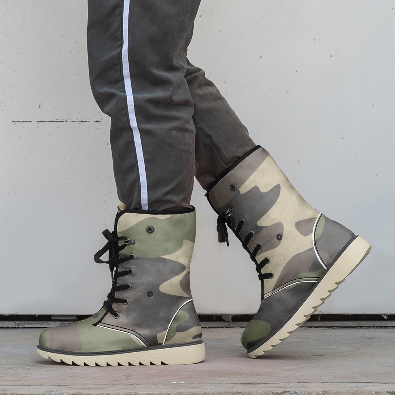 Camo Boots | Classic Green Cotton-Pad Fur Lining