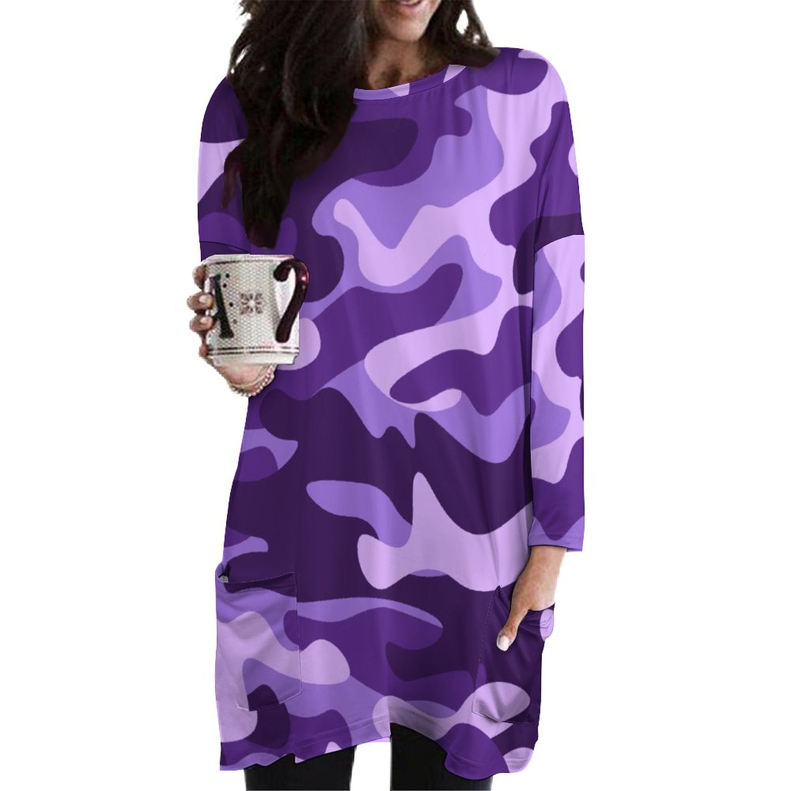 Camo Shirt | Loose Fit Long Sleeves | Purple, Blue, & Mauve