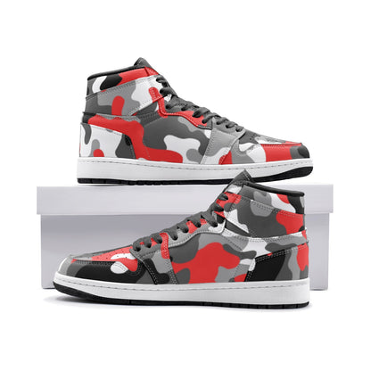 Red Camo Sneakers | Mixed Gray, Black, and White Camouflage