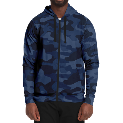 Zip-Up Hoodie | Deep Blue Camouflage