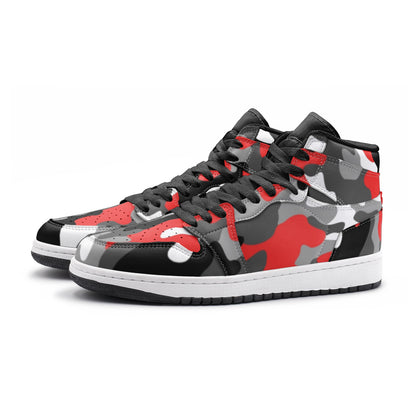 Red Camo Sneakers | Mixed Gray, Black, and White Camouflage