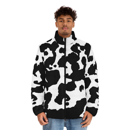 Men's Camo Puffer Jacket | Black & White Cow