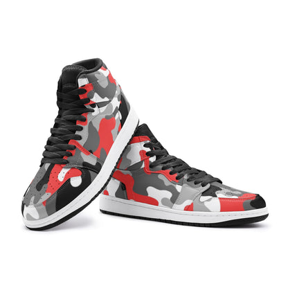 Red Camo Sneakers | Mixed Gray, Black, and White Camouflage