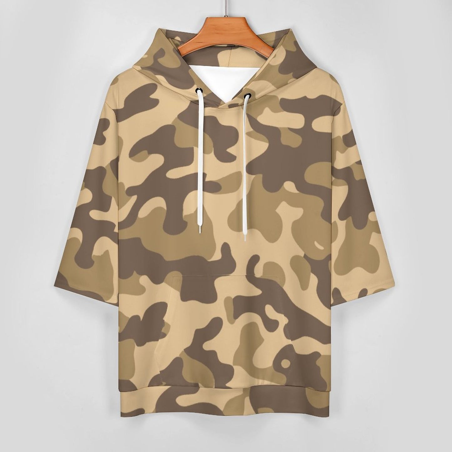 Short Sleeve Hoodie | Khaki Camouflage