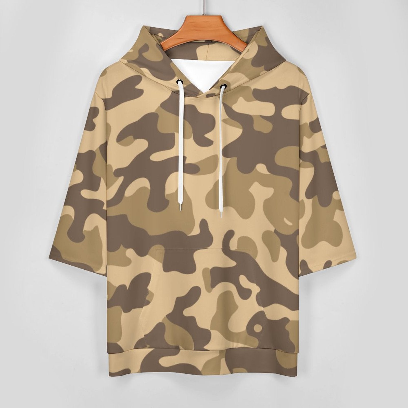 Short Sleeve Hoodie | Khaki Camouflage