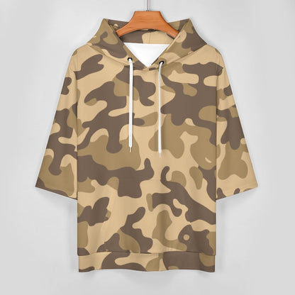 Short Sleeve Hoodie | Khaki Camouflage