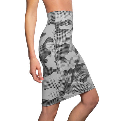 Camo Mini Skirt | Pencil Cut | Gray Digital