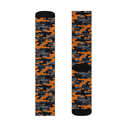 Camo Socks | Orange, Black, and Gray Camouflage