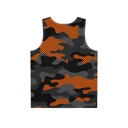 Men's Camo Tank Top | Black & Orange Pixel | Loose Fit