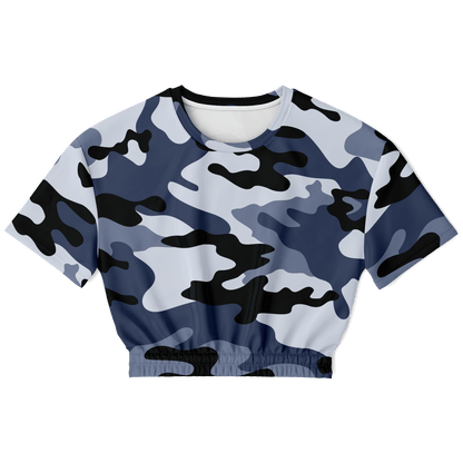 Camo Crop Top Sweatshirt | Light Blue Camouflage