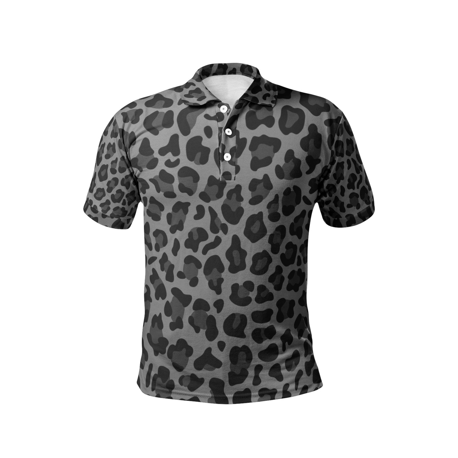 Leopard Golf Shirt For Men | Gray and Black Print