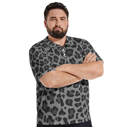 Leopard Golf Shirt For Men | Gray and Black Print