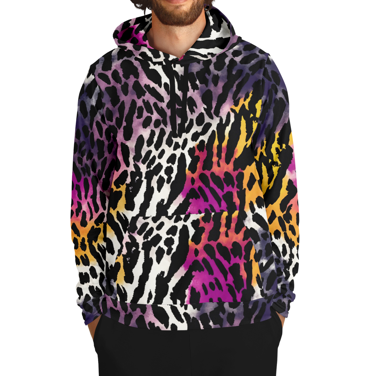 Leopard Hoodie | Bauhaus Magenta & White