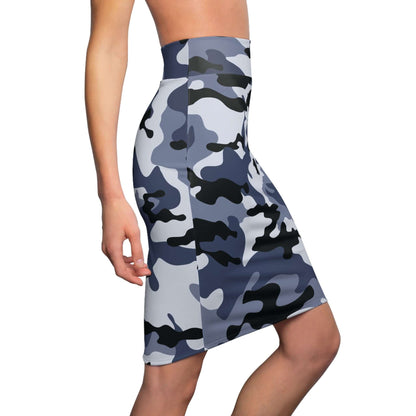 Camo Mini Skirt | Pencil Cut | Light Blue