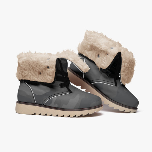 Camo Boots | Black Cotton-Pad Fur Lining