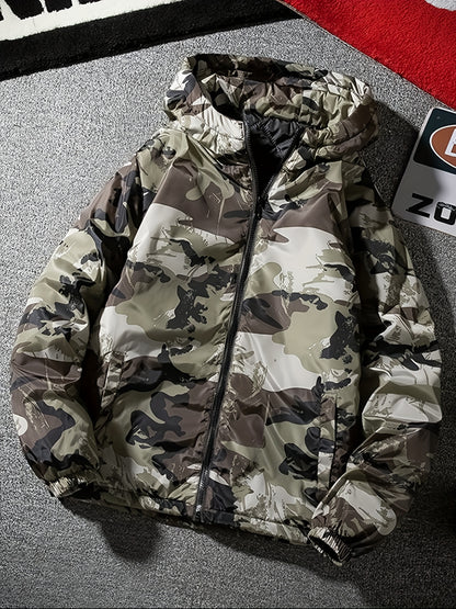 Men's Windproof Camo Jacket with Fleece Lining | Sports Coat