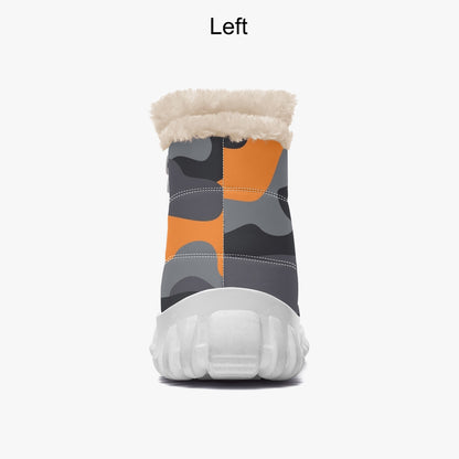 Camo Boots | Cotton-pad Fur Zipper Up | Orange, Black & Gray