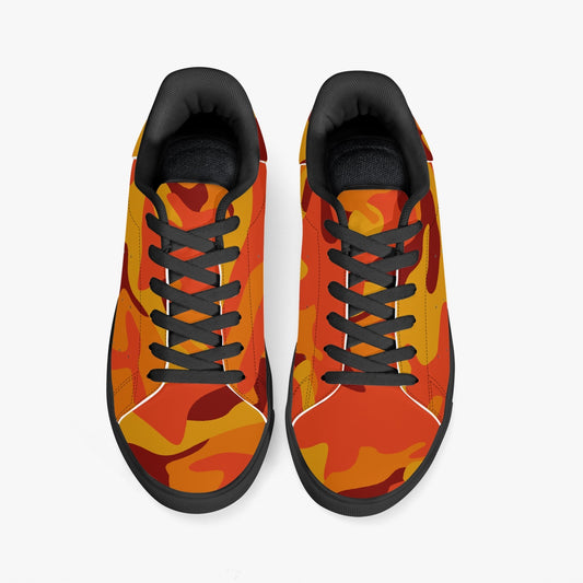 Camo Sneakers | Classic Low-Top Leather | Orange & Red