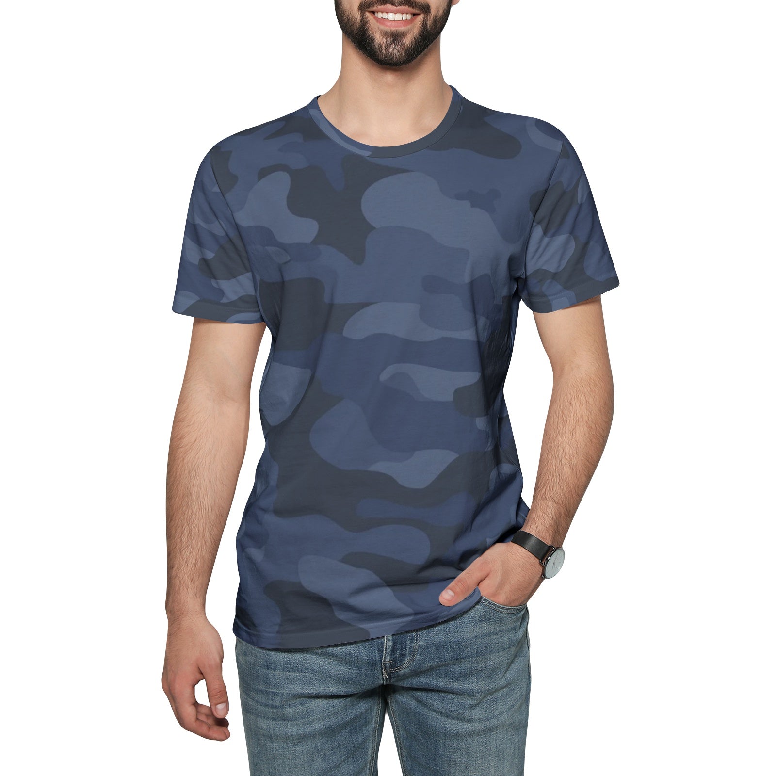 Camo T-shirt | Cotton | Unisex | Deep Blue Camouflage