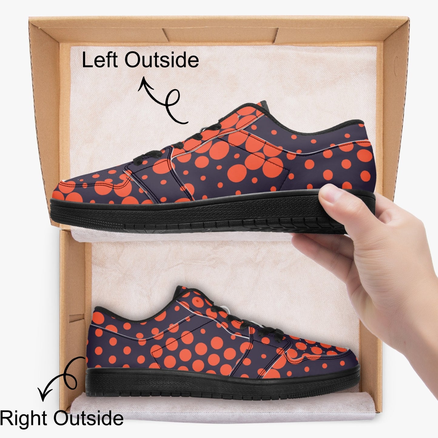 Camo Sneakers | Orange Blue Low-Top Leather Camouflage Shoes