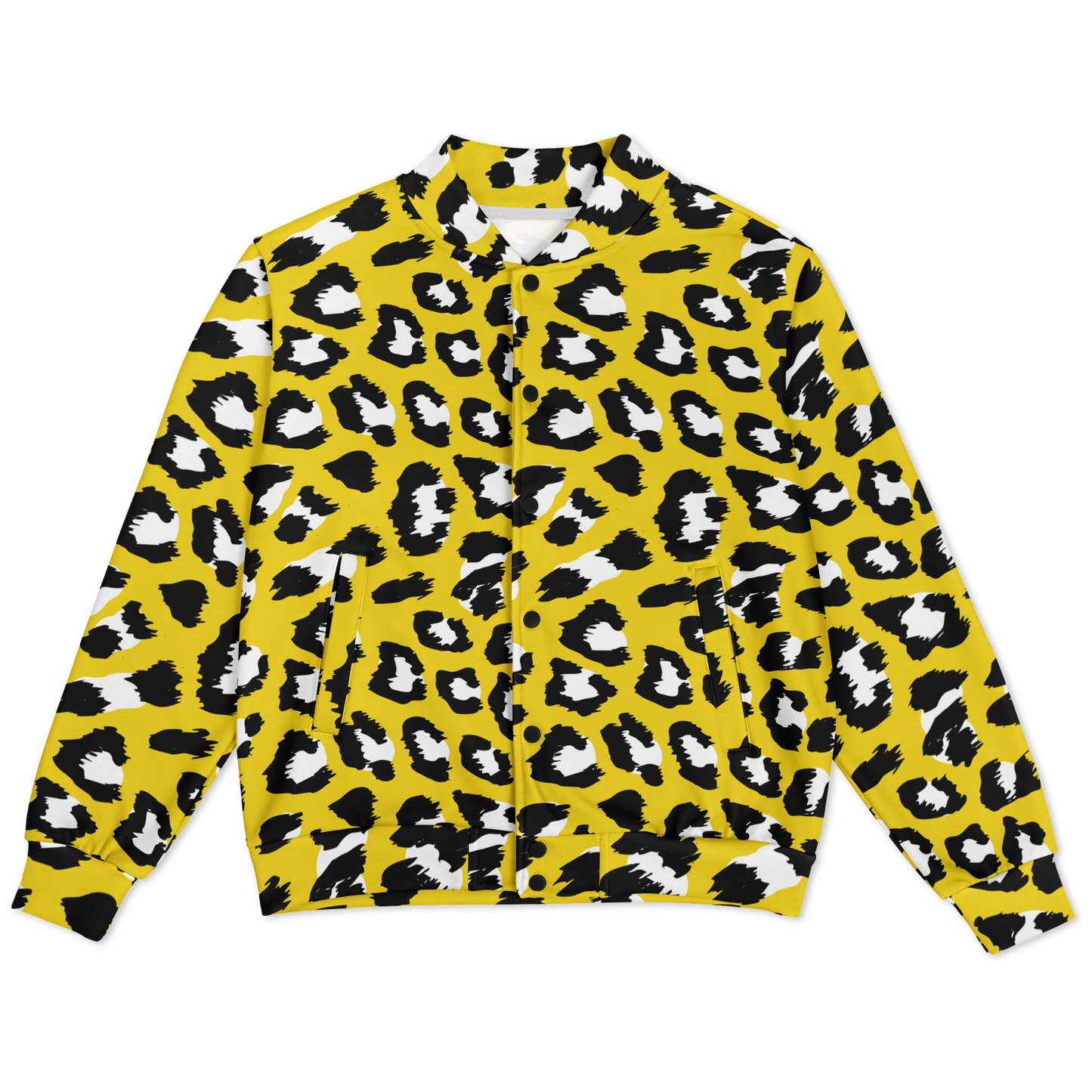 Baseball Jacket in Yellow & Black Leopard Pattern